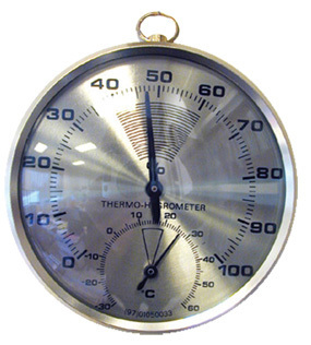 Hygrometer mit Thermometer durchm.10cm